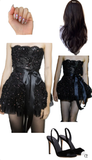Trendy A line Strapless Black Lace Mini Short Formal 7th Grade Homecoming Dresses Middle School Short Prom Dress Hoco Outfits HZ1121