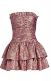 Trendy A line Strapless Pink Satin Mini Short Formal 7th Grade Homecoming Dresses Middle School Short Prom Dress Hoco Outfits HZ1121