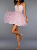 Unique Ball Gown Sweetheart Pink Tulle Short Mini Formal 7th Grade Homecoming Dresses Middle School Short Prom Dress Hoco Outfits HZ1121