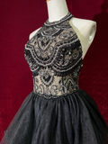 Cute Ball Gown High Neck Black Tulle Mini Short Formal 7th Grade Homecoming Dresses Middle School Short Prom Dress Cocktail Birthday Outfits HZ1121