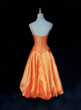 Vintage Ball Gown Spaghetti Straps Orange Taffeta Knee Length Formal 8th Grade Homecoming Dresses Middle School Prom Dress Hoco Outfits HZ1121