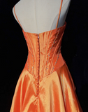 Vintage Ball Gown Spaghetti Straps Orange Taffeta Knee Length Formal 8th Grade Homecoming Dresses Middle School Prom Dress Hoco Outfits HZ1121
