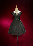 Vintage Ball Gown Off The Shoulder Black Lace Formal 8th Grade Homecoming Dresses Middle School Short Prom Dress Hoco Outfits HZ1121