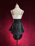 Unique Sheath Spaghetti Straps Black Short Mini Formal 7th Grade Homecoming Dresses Middle School Short Cocktail Night Dress Hoco Outfits HZ1121