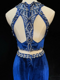Unique Sheath 2 Pieces Royal Blue Velvet Short Mini Formal 7th Grade Homecoming Dresses Middle School Short Cocktail Night Dress Hoco Outfits HZ1121