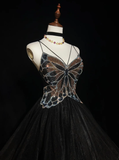Cute Ball Gown Spaghetti Straps Black Tulle Backless Short Mini Formal 8th Grade Homecoming Dresses Middle School Cocktail Night Dress Hoco Outfits HZ1121