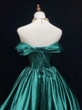 Trendy Ball Gown Off The Shoulder Green Satin Mini Short Formal 8th Grade Homecoming Dresses Middle School Hoco Dress Cocktail Outfits HZ1121