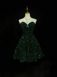 Trendy Ball Gown Sweetheart Dark Green Sequin Mini Short Formal 8th Grade Homecoming Dresses Middle School Hoco Dress Cocktail Outfits HZ1121