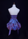 Vintage Ball Gown Strapless Taffeta Grape Mini Short Formal 8th Grade Homecoming Dresses Middle School Hoco Dress Cocktail Outfits HZ1121