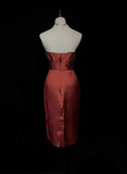 Trendy Sheath Spaghetti Straps Rust Red Knee Length Formal 8th Grade Homecoming Dresses Middle School Cocktail Dress Hoco Outfits HZ1121