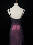 Elegant A line Spaghetti Straps Grape Tulle Long Prom Dresses Party Dress Summer 20th Birthday Outfits 18th Birthday Dresses HZ1121