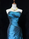 Trendy Sheath Strapless Navy Blue Knee Length Formal 8th Grade Homecoming Dresses Middle School Cocktail Dress Hoco Outfits HZ1121