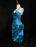 Trendy Sheath Spaghetti Straps Blue Knee Length Formal 8th Grade Homecoming Dresses Middle School Cocktail Dress Hoco Outfits HZ1121