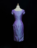 Vintage Sheath Square Neck Grape Taffeta Knee Length Formal 8th Grade Homecoming Dresses Middle School Cocktail Dress Hoco Outfits HZ1121