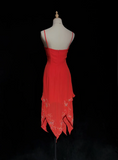 Vintage High Low Red Chiffon Knee Length Formal 8th Grade Homecoming Dresses Middle School Cocktail Dress Hoco Outfits HZ1121