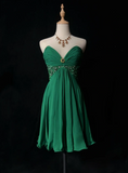 Vintage A line Sweetheart Green Chiffon Short Formal 8th Grade Homecoming Dresses Middle School Cocktail Dress Mini Hoco Outfits HZ1121