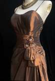 Pretty A line Spaghetti Straps Brown Taffeta Long Prom Dresses Party Dress Summer 20th Birthday Outfits 18th Birthday Dresses HZ1121