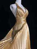 Vintage A Line Halter Gold Taffeta Tea Length Formal 8th Grade Homecoming Dresses Middle School Cocktail Dress Hoco Outfits HZ1121