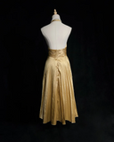 Vintage A Line Halter Gold Taffeta Tea Length Formal 8th Grade Homecoming Dresses Middle School Cocktail Dress Hoco Outfits HZ1121