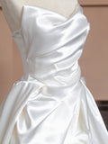 Unique Wedding Dresses Ball Gown Sweetheart Neck Satin White Long Wedding Dresses Simple Bride Dress Bridal Gowns HZ1121