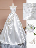 Unique Wedding Dresses Ball Gown Sweetheart Neck Satin White Long Wedding Dresses Simple Bride Dress Bridal Gowns HZ1121