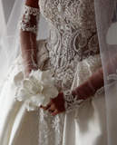 Beautiful Ball Gown Sweetheart Sleeveless White Satin Pleated White Pearls Beads Wedding Dress Modest Wedding Dresses Princess Wedding Gowns HZ1121