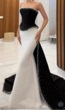 Retro Wedding Dresses Mermaid Strapless Satin Black Long Wedding Dresses Simple Bride Dress Bridal Gowns HZ1121