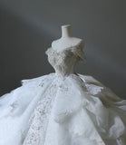 Princess Bridal Dress Ball Gown Off The Shoulder Tulle Wedding Dress With Short Sleeves Wedding Dresses Modest Wedding Gowns HZ1121