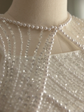 Pretty Wedding Dresses Mermaid Straps White Pearls Long Wedding Dresses Simple Bride Dress Bridal Gowns HZ1121