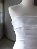 Simple Mermaid Strapless Satin White Tulle Wedding Dress Modest Wedding Dresses Princess Wedding Gowns HZ1121