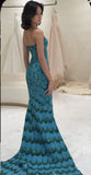 Elegant Sheath Strapless Blue Sequin Prom Dresses Party Dress Summer 22th Birthday Outfits 18th Birthday Dresses HZ1121