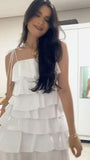 Modest A line Spaghetti Straps White Chiffon Mini Short Formal 8th Grade Homecoming Dresses Middle School Semi Formal Hoco Dress Cocktail Outfits HZ1121