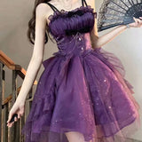 Sweet Ball Gown Spaghetti Straps Grape Short Mini Formal 8th Grade Homecoming Dresses Middle School Cocktail Dress Hoco Outfits Lolita Dress HZ1121