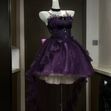 Goth Ball Gown Spaghetti Straps Grape Gotica Formal 8th Grade Homecoming Dresses Middle School Cocktail Dress Hoco Outfits Lolita Dress HZ1121