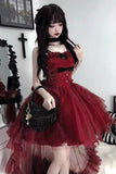 Goth Ball Gown Spaghetti Straps Burgundy Short Mini Formal 8th Grade Homecoming Dresses Middle School Lolita Dress Birthday Outfits Lolita Dress HZ1121