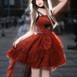 Goth Ball Gown Spaghetti Straps Burgundy Short Mini Formal 8th Grade Homecoming Dresses Middle School Lolita Dress Birthday Outfits Lolita Dress HZ1121