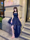 Sweet Ball Gown Spaghetti Straps Navy Blue Gotica Formal 8th Grade Homecoming Dresses Middle School Lolita Dress Hoco Outfits Lolita Outfit HZ1121