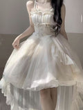 Gothic Ball Gown Spaghetti Straps Ivory Formal 8th Grade Homecoming Dresses Middle School Lolita Dress Lolita Outfits HZ1121