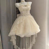Gothic Ball Gown Spaghetti Straps Ivory Formal 8th Grade Homecoming Dresses Middle School Lolita Dress Lolita Outfits HZ1121