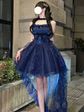 Sweet Ball Gown Spaghetti Straps Tulle Navy Blue Gotica Formal 8th Grade Homecoming Dresses Middle School Lolita Dress Hoco Outfits Lolita Outfit HZ1121