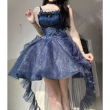 Sweet Ball Gown Spaghetti Straps Tulle Navy Blue Gotica Formal 8th Grade Homecoming Dresses Middle School Lolita Dress Hoco Outfits Lolita Outfit HZ1121