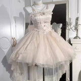 Cute Ball Gown Spaghetti Straps Ivory Tulle Formal 8th Grade Homecoming Dresses Middle School Lolita Dress Birthday Dress Lolita Outfits HZ1121