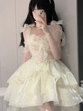 Cute Ball Gown Straps Ivory Tulle Formal 8th Grade Homecoming Dresses Middle School Lolita Dress Birthday Dress Lolita Outfits HZ1121