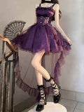 Gothic Ball Gown Spaghetti Straps Purple Short Mini Formal 8th Grade Homecoming Dresses Middle School Cocktail Dress Hoco Outfits Lolita Dress HZ1121