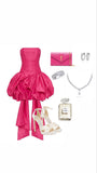Classy Sheath Strapless Hot Pink Satin Short Mini Formal 8th Grade Homecoming Dresses Middle School Hoco Court Dress 21st Birthday Dress Hoco Outfits HZ1121