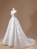 Princess Bridal Dress Ball Gown Sweetheart Lace White Wedding Dress With Appliques Wedding Dresses Modest Wedding Gowns HZ1121