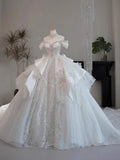 Princess Bridal Dress Ball Gown Off The Shoulder White Wedding Dress Ruffles Lace Wedding Dresses Modest Wedding Gowns HZ1121