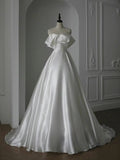 Simple Wedding Gown Bridal Dress A Line Strapless Wedding Dress White Satin Wedding Dresses Modest Wedding Gowns HZ1121