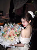 Classy A Line Off The Shoulder White Lace Satin Short Mini Formal 8th Grade Homecoming Dresses Middle School Hoco Court Dress 16th Birthday Dress Hoco Outfits HZ1121