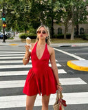 Cute A line Halter Red Satin Grad Dress Inspo Short Mini Formal 8th Grade Homecoming Dresses High School Hoco Court Dress Graduation Dress Hoco Outfits HZ1121